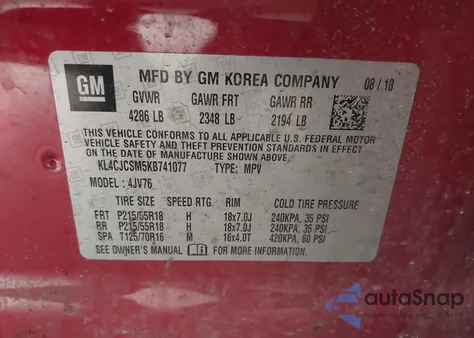 2019 Buick Encore Fwd Essence z USA, uszkodzony, nr VIN KL4CJCSM5KB741077